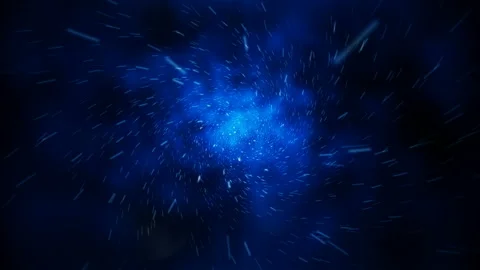 Crazy fast flight in hyperspace of space among nebulae and stars with flares in Video stock 85904416