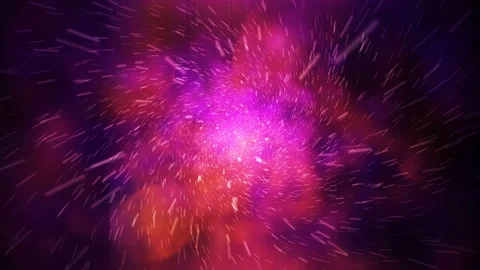 Crazy fast flight in hyperspace of space among nebulae and stars with flashes in Video stock 85905401