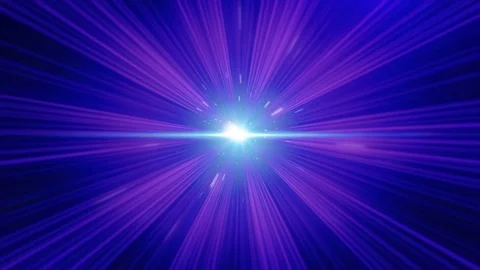 Crazy fast flight in hyperspace of space among nebulae and purple stars and Video stock 104874931