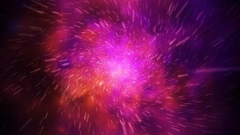 Crazy fast flight in hyperspace of space among nebulae and stars with flares  Stock Photos