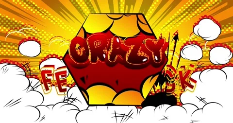 Crazy Feedback. Comic Book Words Stock Footage 165480116