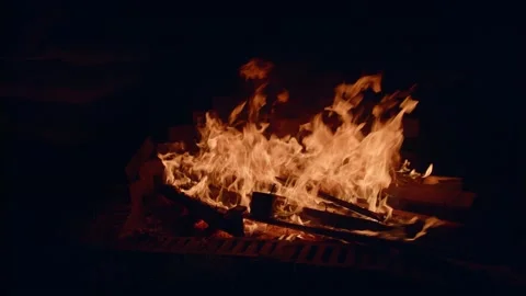 Crazy flames on the campfire in slow motion Stock Footage 152528054