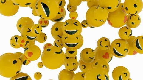 Crazy Fun Animated Transition Happy Smiley Yellow Emotion Faces Icon Explosion 库存影片 104851159