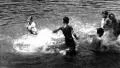 CRAZY FUN! Boys Jump into Lake Swimming Hole 1930s Vintage Film Home Movie HD Footage