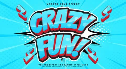 Crazy Fun Editable Text Effect Design Template Illustrazione stock