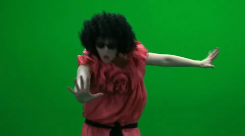 Crazy funny dance isolated green screen Stock Footage 24589932