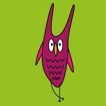 Crazy funny owl hand drawn Stock Illustration