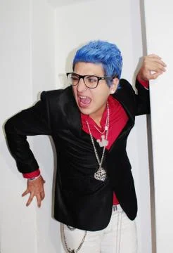 Crazy geek boy Foto stock