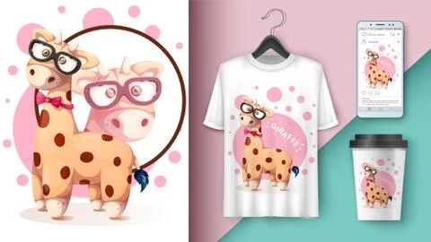 Crazy giraffe - mockup for your idea Stock Illustration