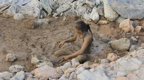 Crazy Girl Having Mud Fight With Her Fri... | Stock Video | Pond5