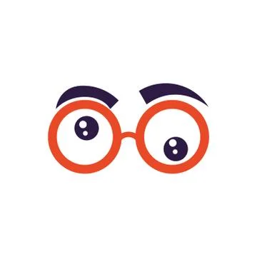 Crazy glasses with eyebrows, flat style icon Stock Illustration