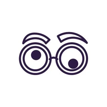 Crazy glasses with eyebrows, line style icon Stock Illustration