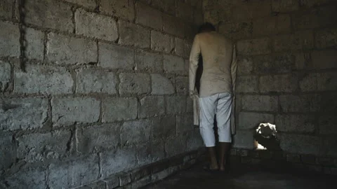 Crazy Horrible Maniac In Basement With Window Stock Footage 116091190