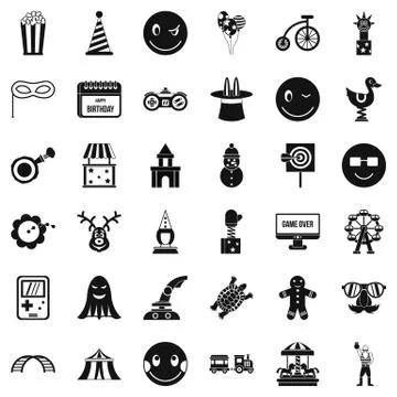 Crazy icons set, simple style Stock Illustration