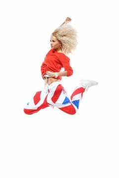 Crazy jump isolated on white Fotos de archivo