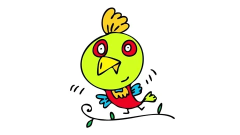 Crazy looking bird with splashed vivid colors on its plumage opening its beak to Stock Footage 131682827