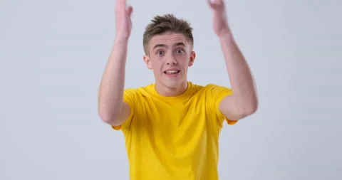 Crazy Man applause with clapping hands Stock Footage 144958594