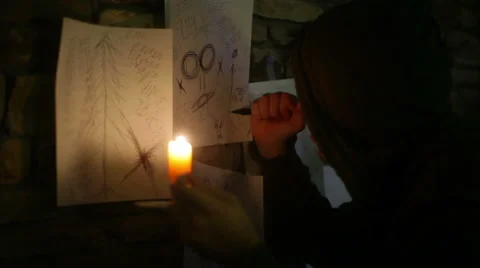 Crazy man drawing papers wall 1 動画素材 46482544