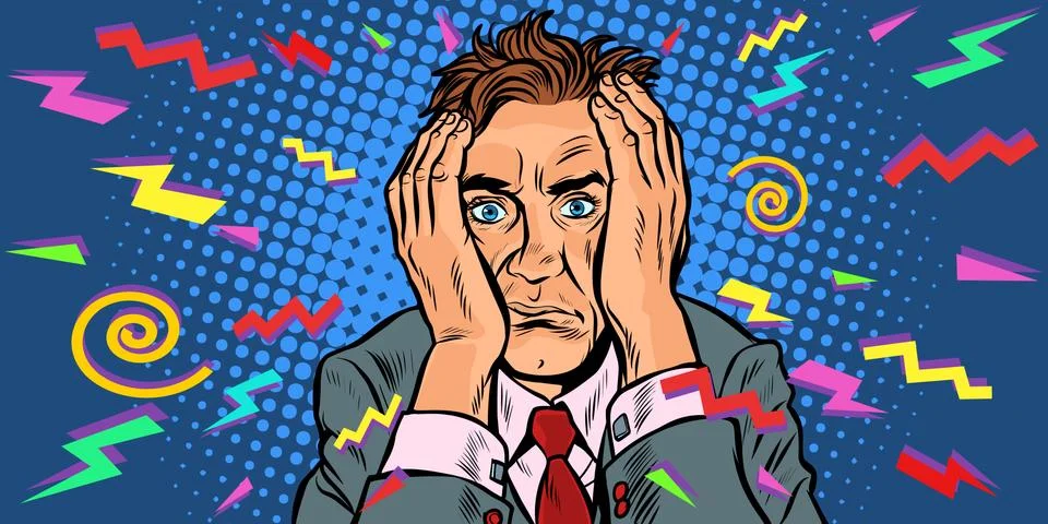 Crazy man with a headache Illustration