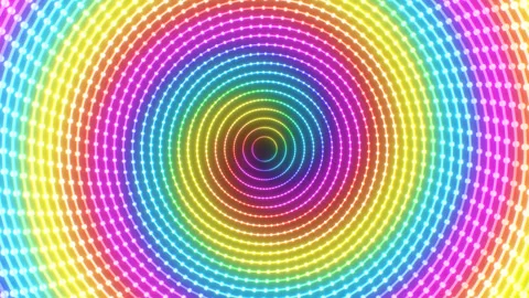 Crazy Neon Rainbow Glowing Optical Illusion Swirling Spiral Pattern Video stock 343327059