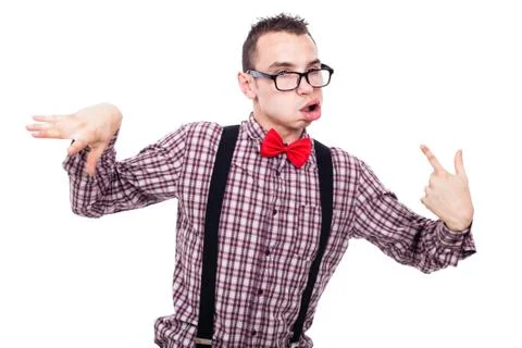 Crazy nerd grimacing Stock Photos