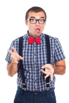 Crazy nerd man Stock Photos