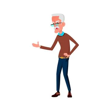 Crazy old man shouting at pharmacy store worker cartoon vector Stock Illustration