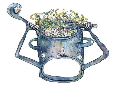 Crazy pan on white background Stock Illustration