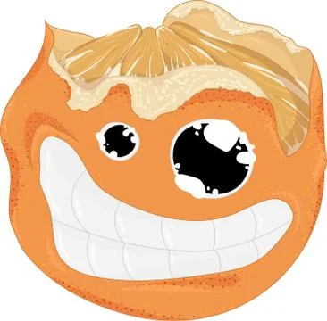 Crazy peeled cartoon orange. Vector illustration character template Illustrazione stock