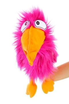 Crazy pink hand puppet Stock Photos