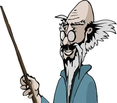 Crazy professort with rod Stock Illustration