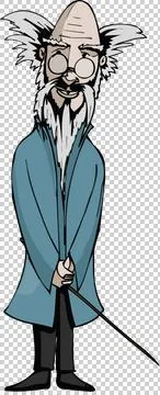 Crazy professort standing with rod Stock Illustration