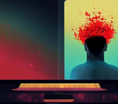 A crazy programmer in a panic attack. Stock Illustration