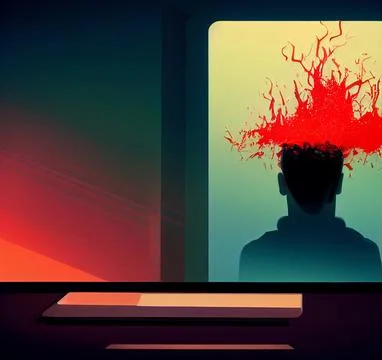 A crazy programmer in a panic attack. Stock Illustration