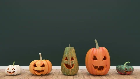 Crazy pumpkin. Halloween pumpkin head. Happy Halloween. Jack-o-lanterns head Stock Footage