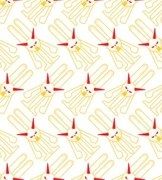 Crazy Rabbit background. Angry hare pattern seamless. Devil bunny texture. Ma Stock Illustration