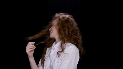 Crazy redhead Flirting with the camera Video stock 100678330