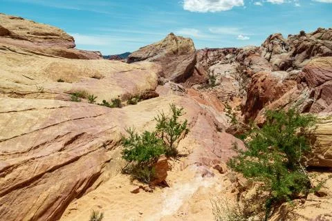 Crazy rock structure at Valley of Fire State Park 库存照片