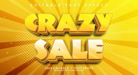 Crazy sale 3d vector text effect with modern style design Stock Illustration