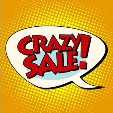 Crazy sale comic bubble lettering Stock Illustration