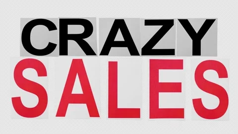 Crazy Sales Stop Motion Paper Titles On Alpha Pack Of 2 Stock Footage 291636635