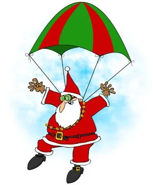 Crazy Santa skydiver Stock Illustration