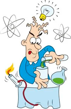Crazy scientist Stock Illustration