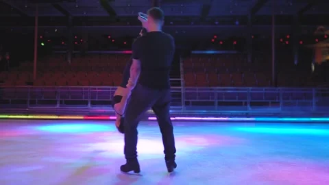 Crazy spin rotation figure skating element by skater couple Stock Footage 137466778