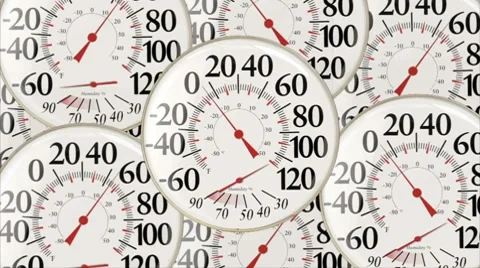 Crazy spinning thermometers temperature gauges Stock Footage 8777574