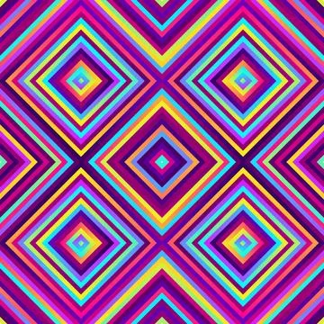 Crazy squares - bright geometric pattern with bold neon colors. Stock Illustration