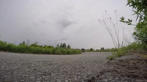 Crazy supermoto rider points at camera mid corner Stock Footage 52139565