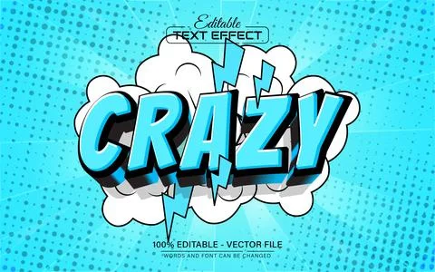 Crazy text effect comic style editable Illustrazione stock