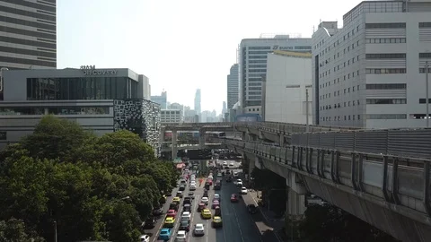 Crazy traffic jam from above in Big city Bangkok Stock Footage 85947995