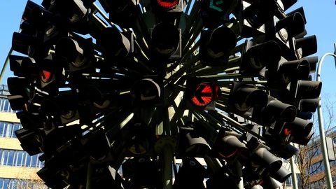 Crazy traffic lights Stock Footage 128732990